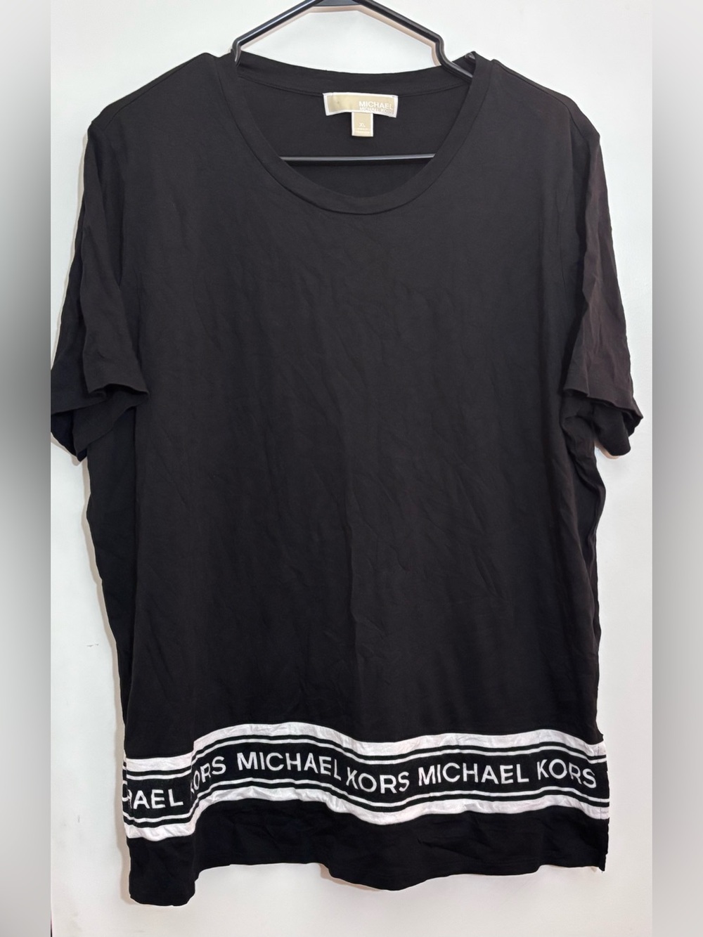 Michael Kors Black Logo-Hem Crew Tee XL